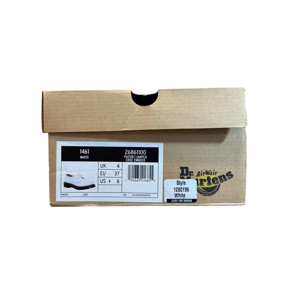 Dr. Martens 1461 White Patent Croc Emboss Leather Oxford Shoes Women's US 6 - Picture 4 of 7